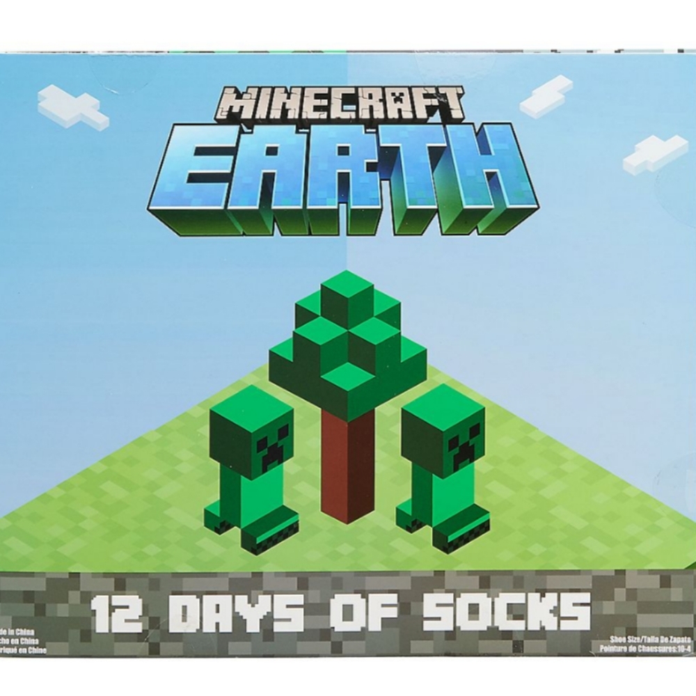 Kids 12 days of socks Minecraft Christmas gift shoe size 10-4